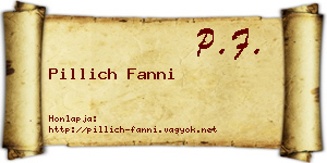 Pillich Fanni névjegykártya